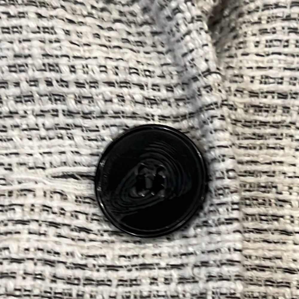 ASOS Long Tweed Blazer Jacket Pockets Size 6 White and Black Corpcore Work - Picture 7 of 16